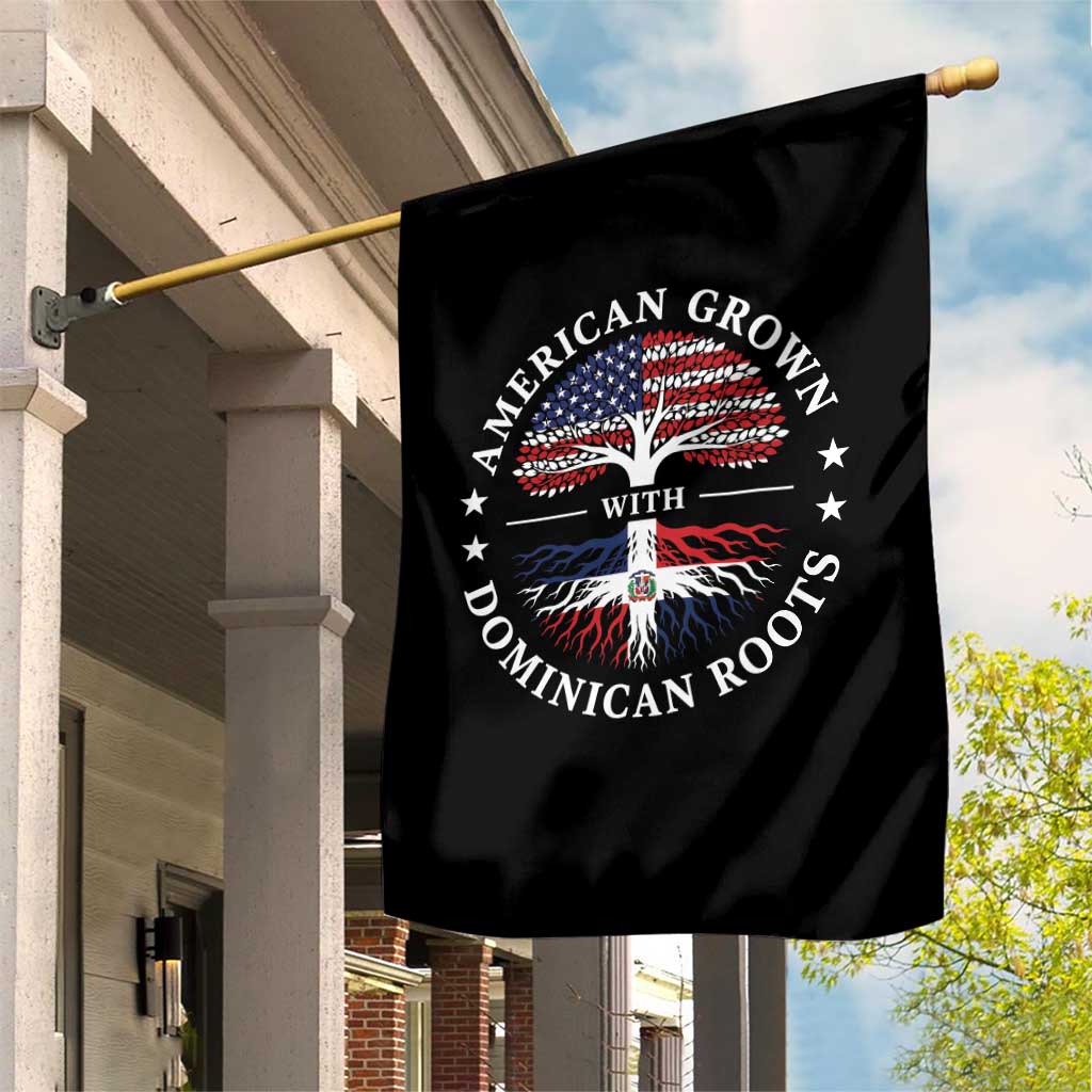 American Grown With Dominican Roots Garden Flag USA Dominican Republic Heritage Pride Gift