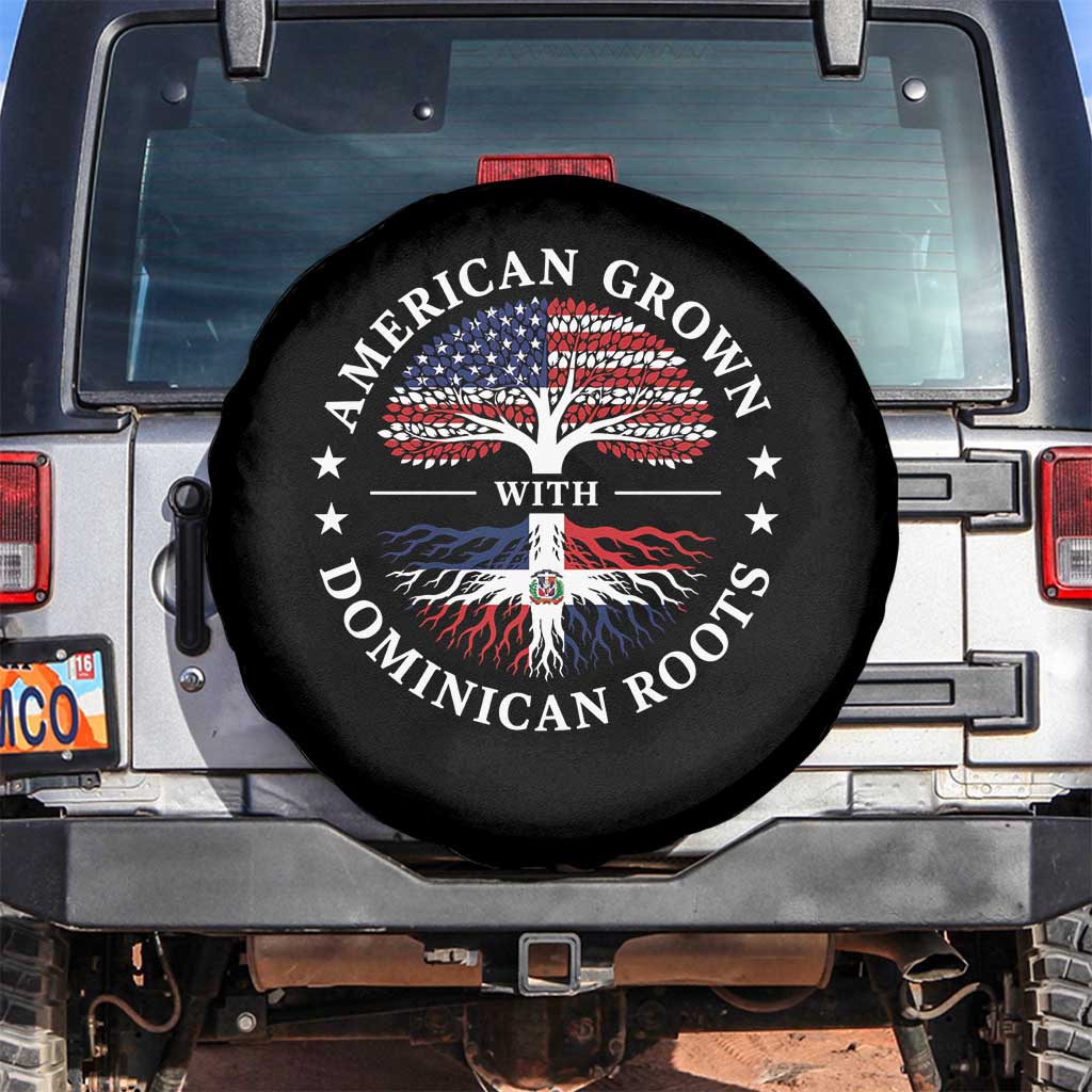 American Grown With Dominican Roots Spare Tire Cover USA Dominican Republic Heritage Pride Gift