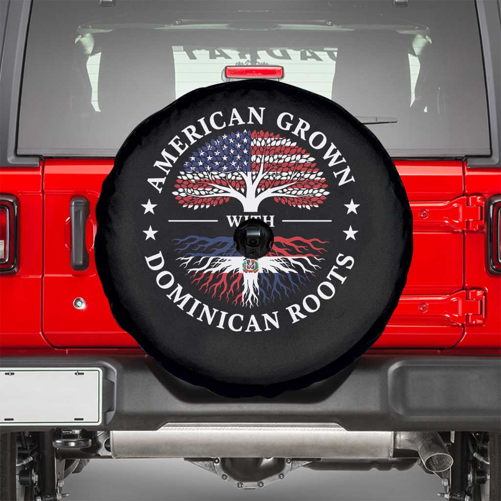 American Grown With Dominican Roots Spare Tire Cover USA Dominican Republic Heritage Pride Gift
