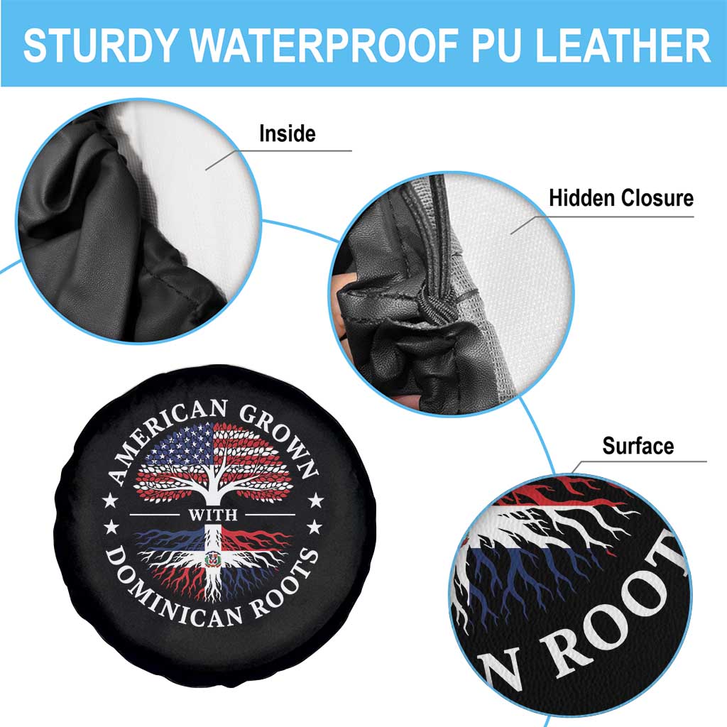 American Grown With Dominican Roots Spare Tire Cover USA Dominican Republic Heritage Pride Gift