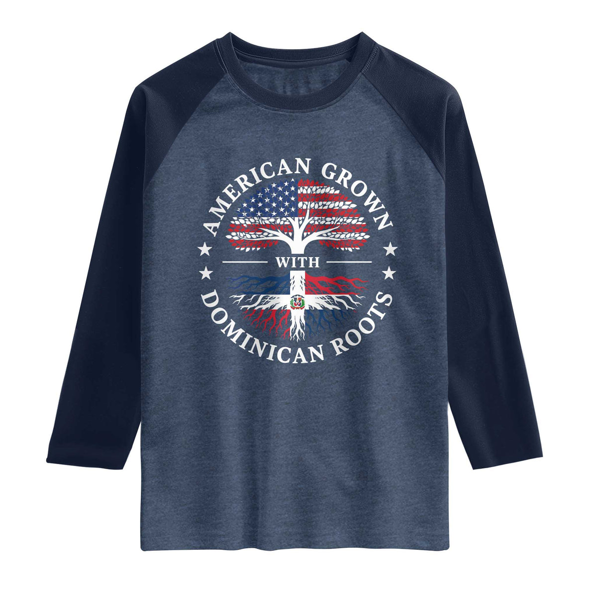 American Grown With Dominican Roots Raglan Shirt USA Dominican Republic Heritage Pride Gift
