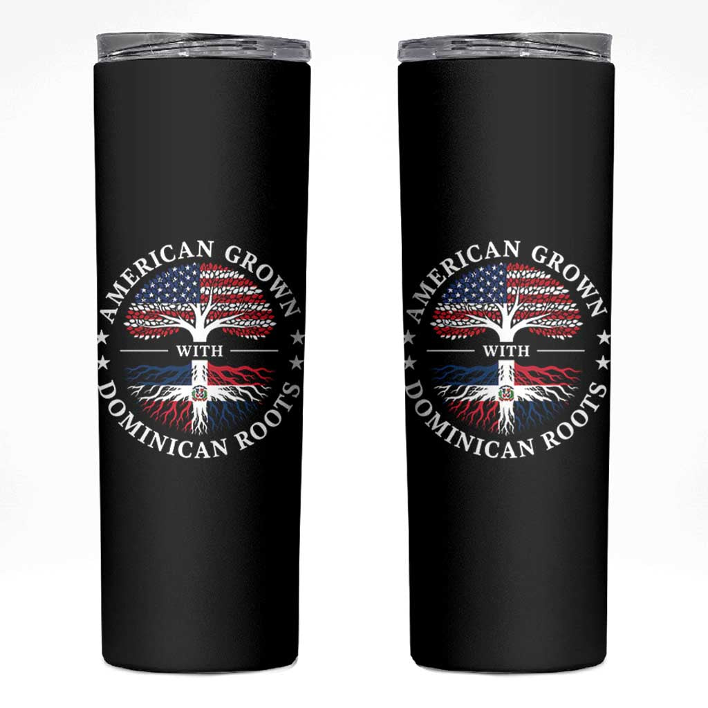 American Grown With Dominican Roots Skinny Tumbler USA Dominican Republic Heritage Pride Gift