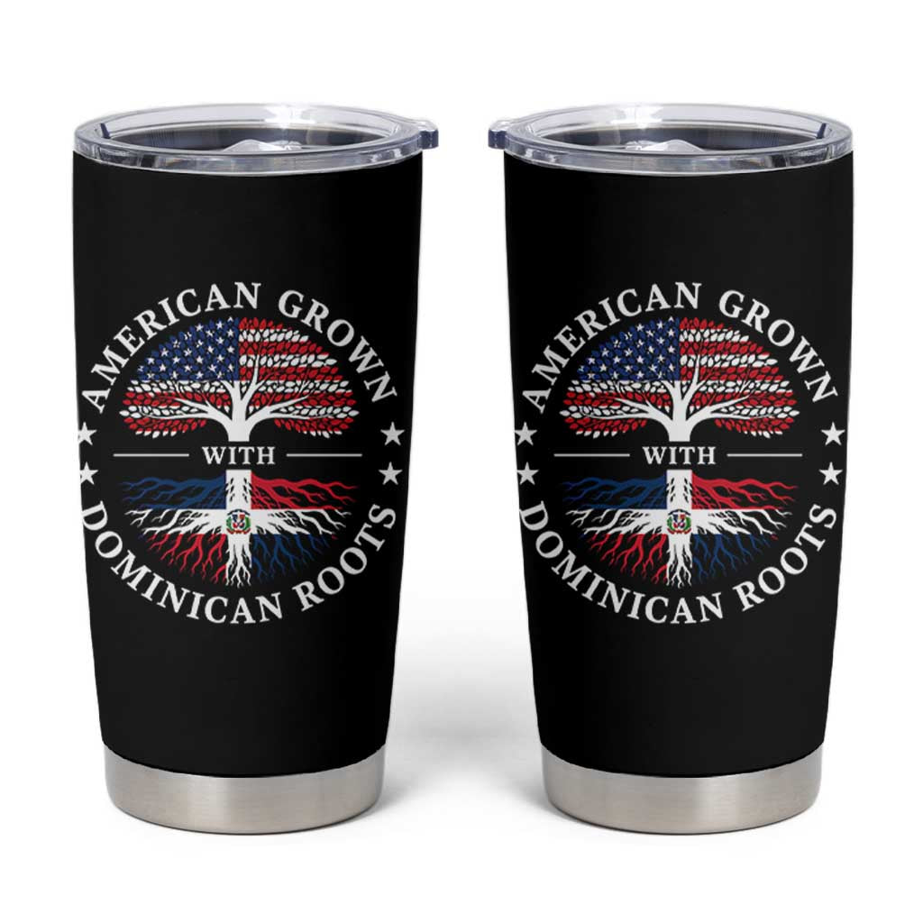 American Grown With Dominican Roots Tumbler Cup USA Dominican Republic Heritage Pride Gift