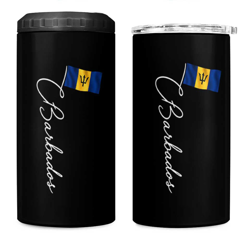 Barbados Flag 4 in 1 Can Cooler Tumbler Elegant Barbados Pride Patriotic Island Heritage Gift