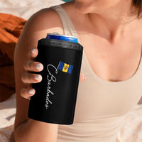 Barbados Flag 4 in 1 Can Cooler Tumbler Elegant Barbados Pride Patriotic Island Heritage Gift