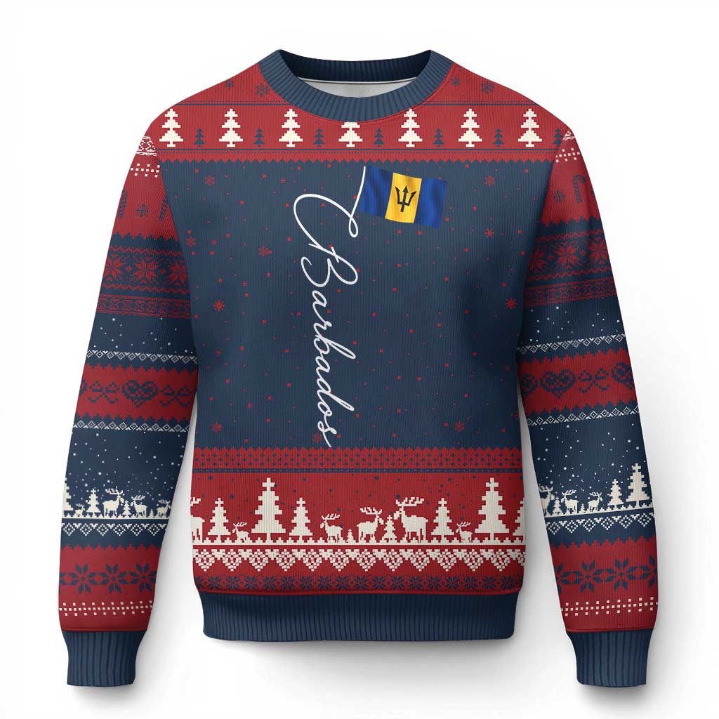 Barbados Flag Ugly Christmas Sweater Elegant Barbados Pride Patriotic Island Heritage Gift