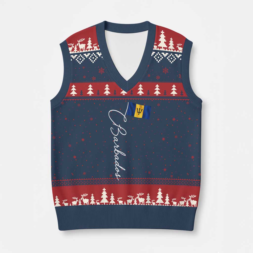 Barbados Flag V-Neck Knit Sweater Vest Elegant Barbados Pride Patriotic Island Heritage Gift