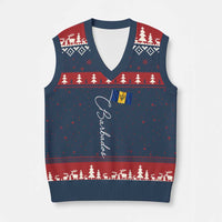 Barbados Flag V-Neck Knit Sweater Vest Elegant Barbados Pride Patriotic Island Heritage Gift