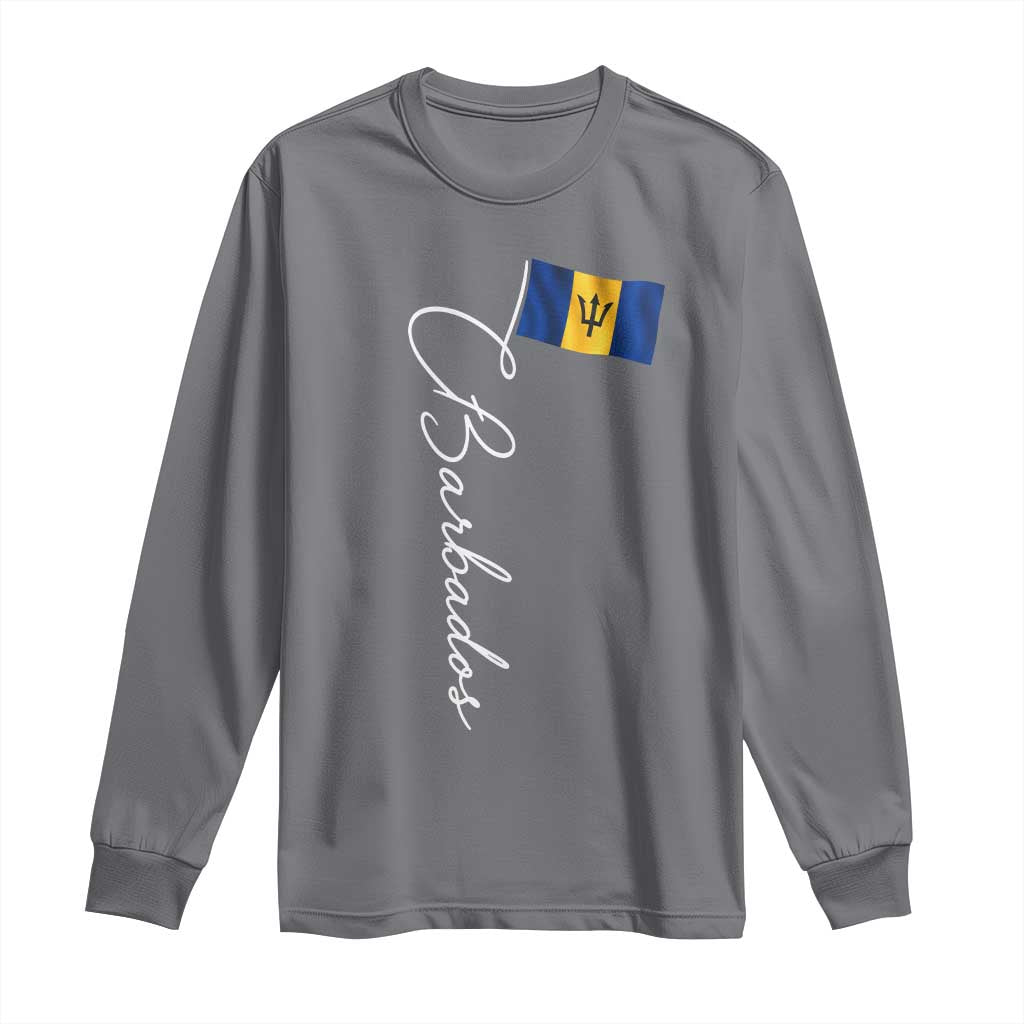 Barbados Flag Long Sleeve Shirt Elegant Barbados Pride Patriotic Island Heritage Gift