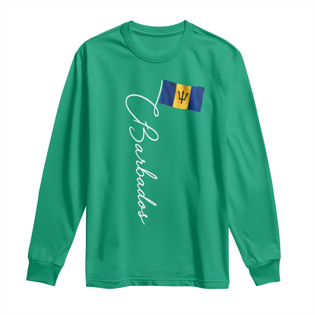 Barbados Flag Long Sleeve Shirt Elegant Barbados Pride Patriotic Island Heritage Gift