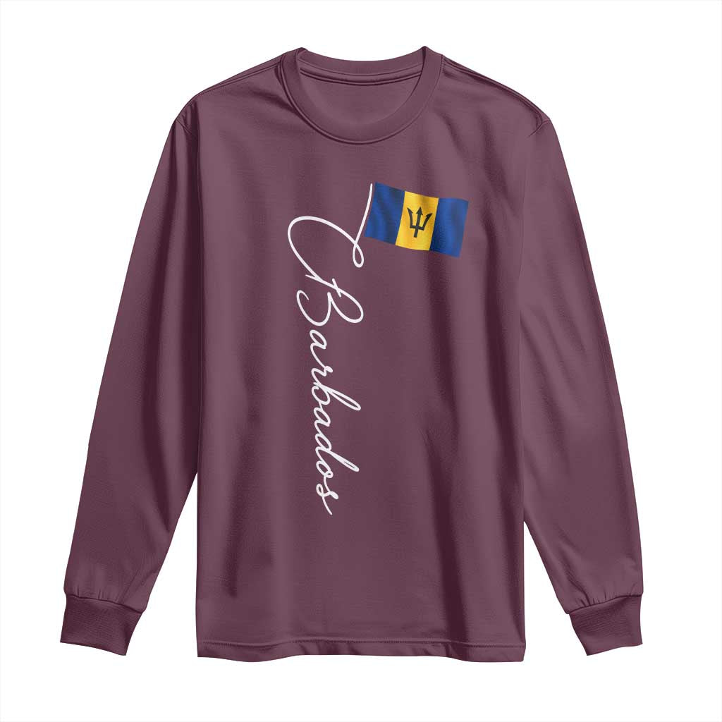 Barbados Flag Long Sleeve Shirt Elegant Barbados Pride Patriotic Island Heritage Gift