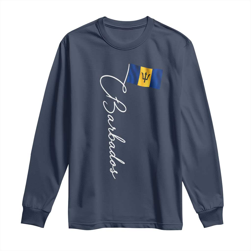 Barbados Flag Long Sleeve Shirt Elegant Barbados Pride Patriotic Island Heritage Gift