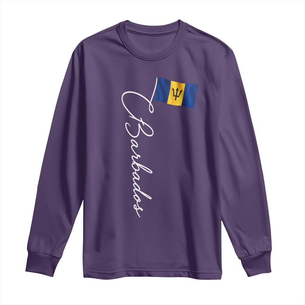Barbados Flag Long Sleeve Shirt Elegant Barbados Pride Patriotic Island Heritage Gift