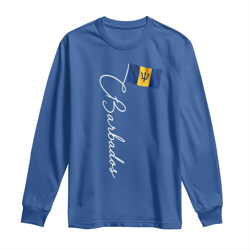 Barbados Flag Long Sleeve Shirt Elegant Barbados Pride Patriotic Island Heritage Gift