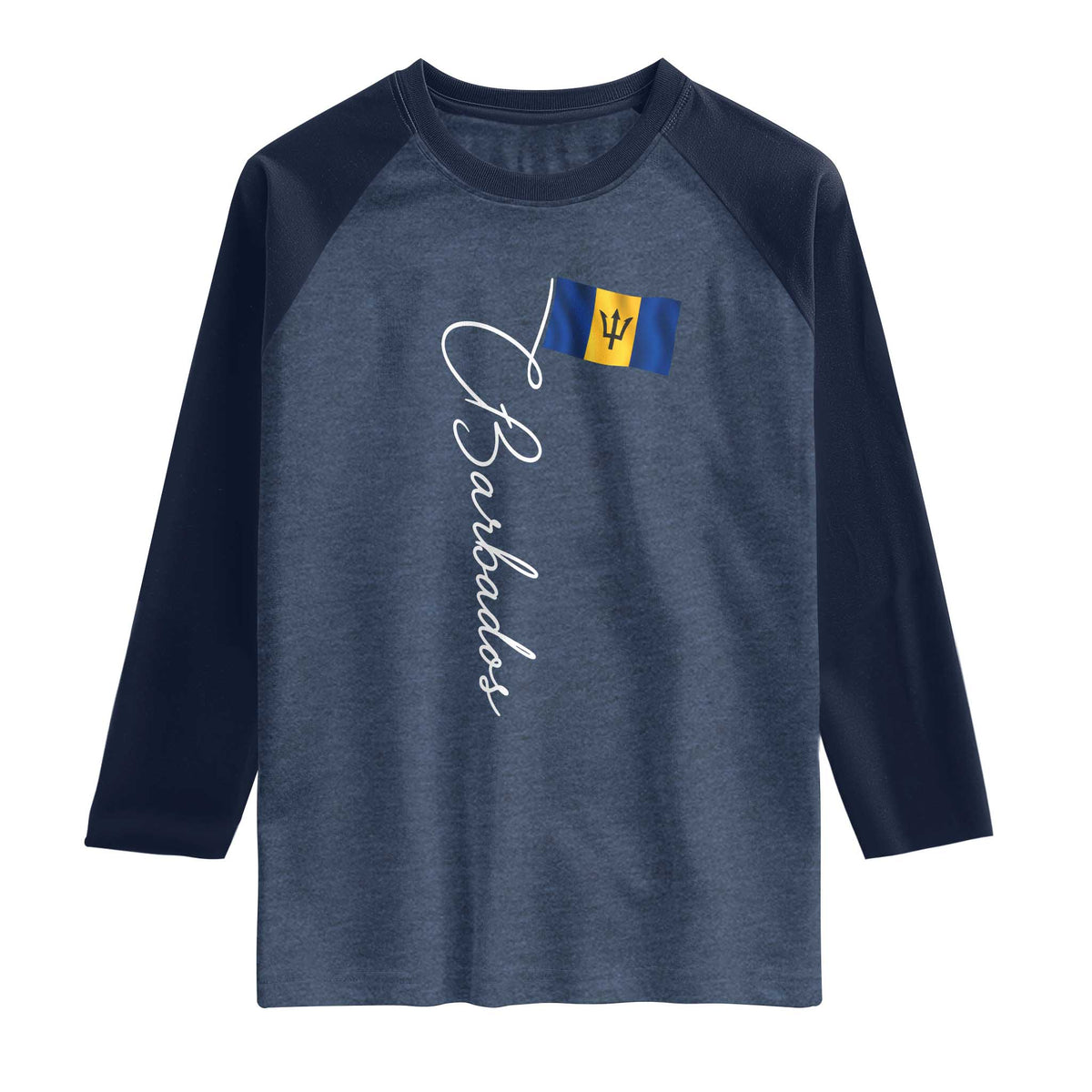 Barbados Flag Raglan Shirt Elegant Barbados Pride Patriotic Island Heritage Gift
