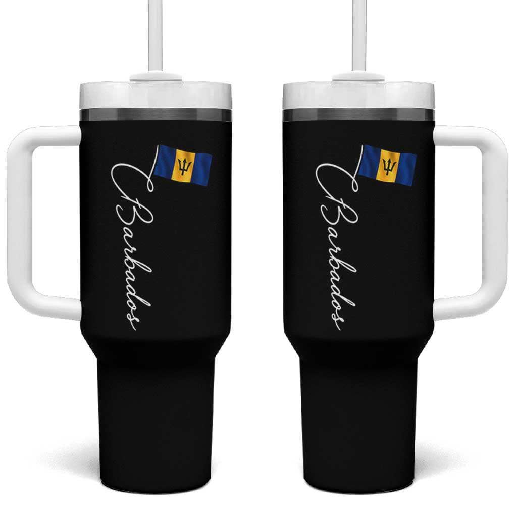 Barbados Flag Tumbler With Handle Elegant Barbados Pride Patriotic Island Heritage Gift