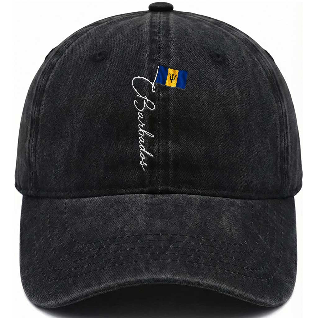 Barbados Flag Washed Cotton Baseball Cap Elegant Barbados Pride Patriotic Island Heritage Gift