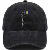 Barbados Flag Washed Cotton Baseball Cap Elegant Barbados Pride Patriotic Island Heritage Gift
