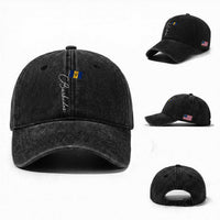 Barbados Flag Washed Cotton Baseball Cap Elegant Barbados Pride Patriotic Island Heritage Gift
