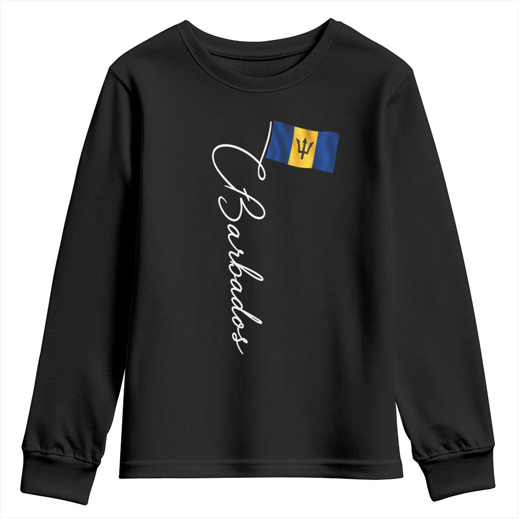 Barbados Flag Youth Sweatshirt Elegant Barbados Pride Patriotic Island Heritage Gift