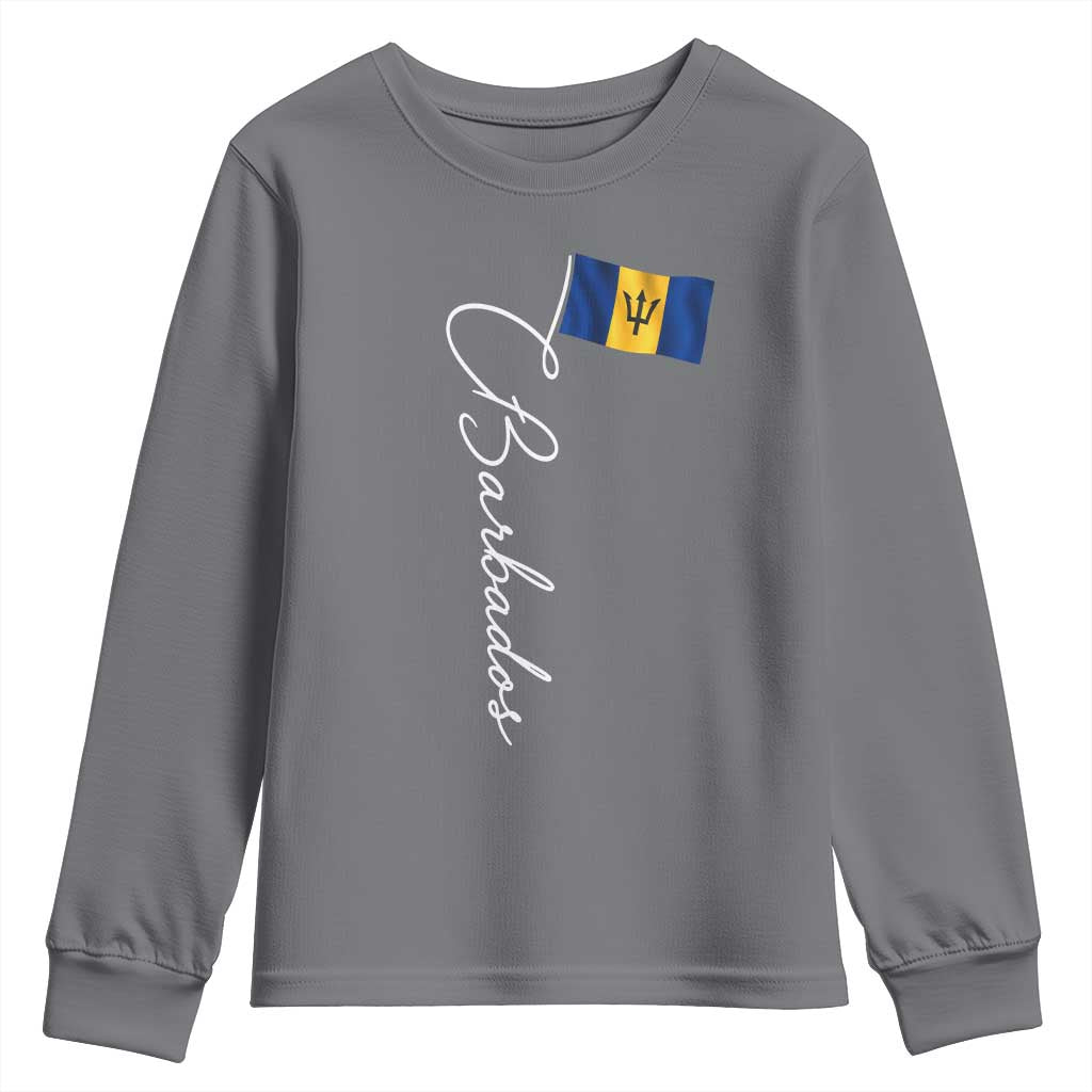 Barbados Flag Youth Sweatshirt Elegant Barbados Pride Patriotic Island Heritage Gift