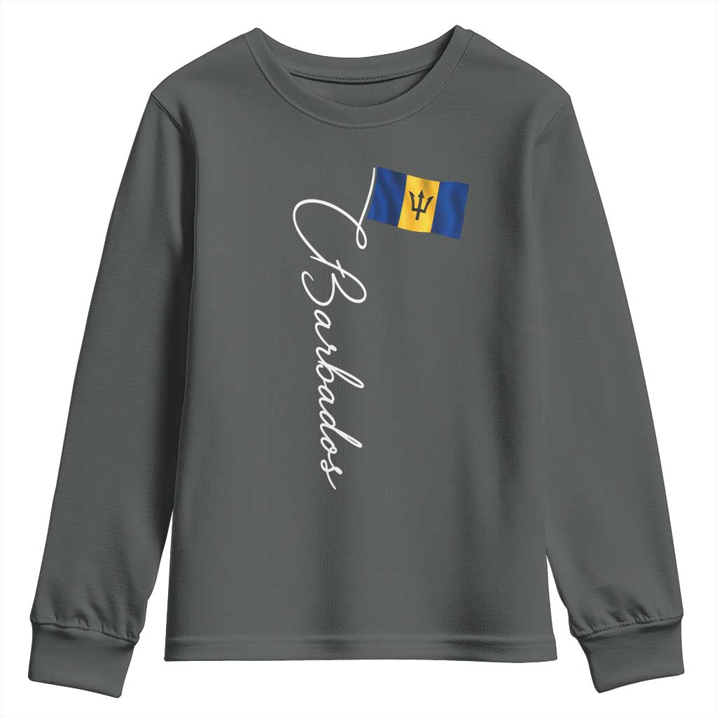 Barbados Flag Youth Sweatshirt Elegant Barbados Pride Patriotic Island Heritage Gift