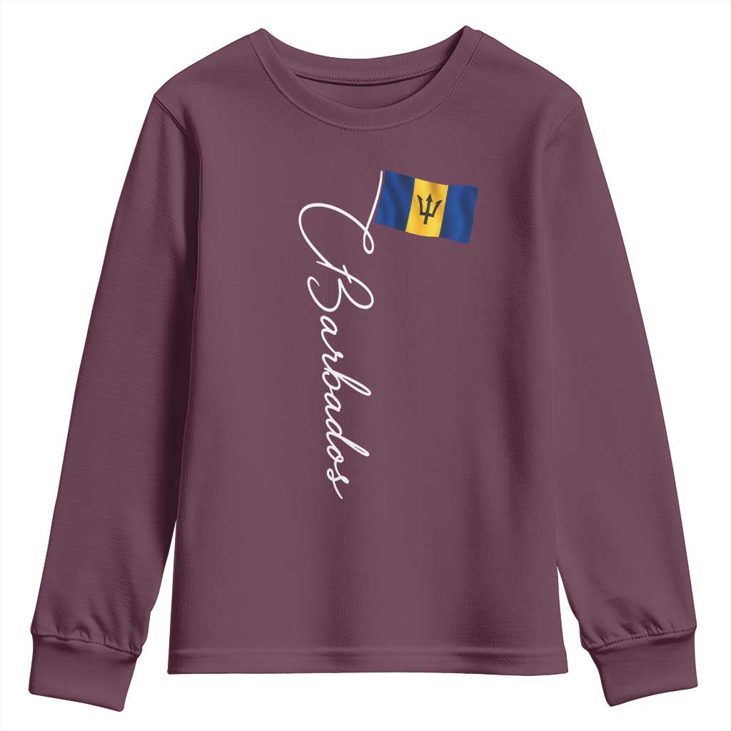 Barbados Flag Youth Sweatshirt Elegant Barbados Pride Patriotic Island Heritage Gift