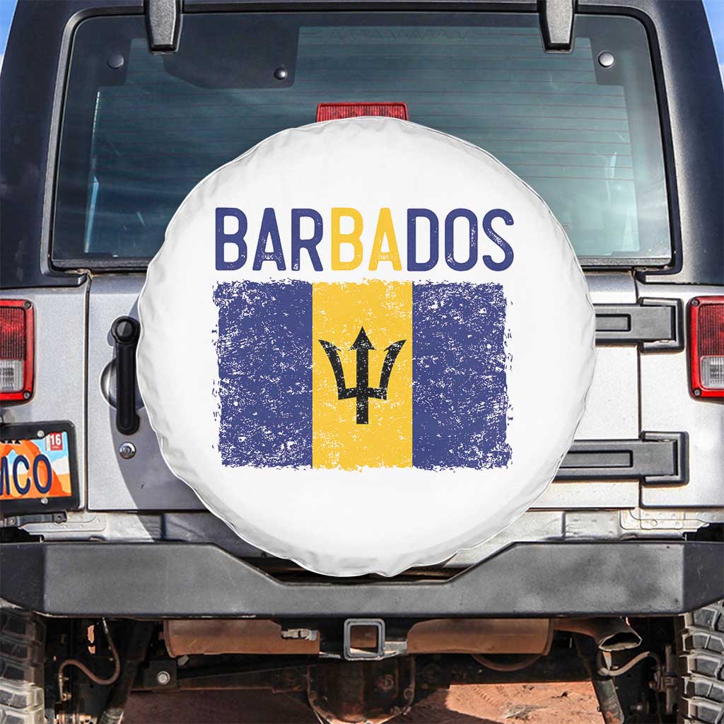 Vintage Distressed Barbados Flag Spare Tire Cover Bajan Caribbean Heritage Patriotic Pride Gift