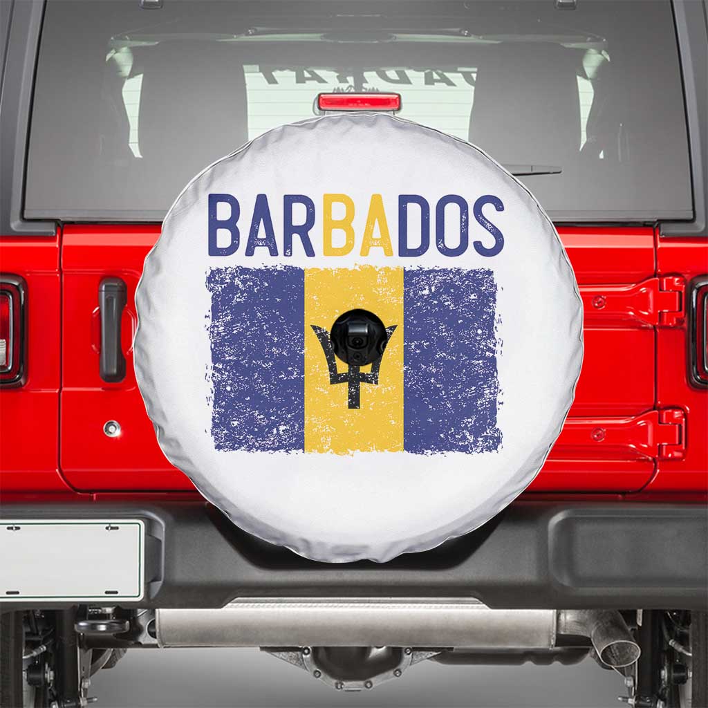 Vintage Distressed Barbados Flag Spare Tire Cover Bajan Caribbean Heritage Patriotic Pride Gift