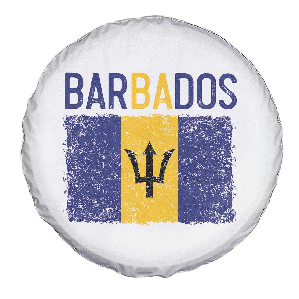 Vintage Distressed Barbados Flag Spare Tire Cover Bajan Caribbean Heritage Patriotic Pride Gift