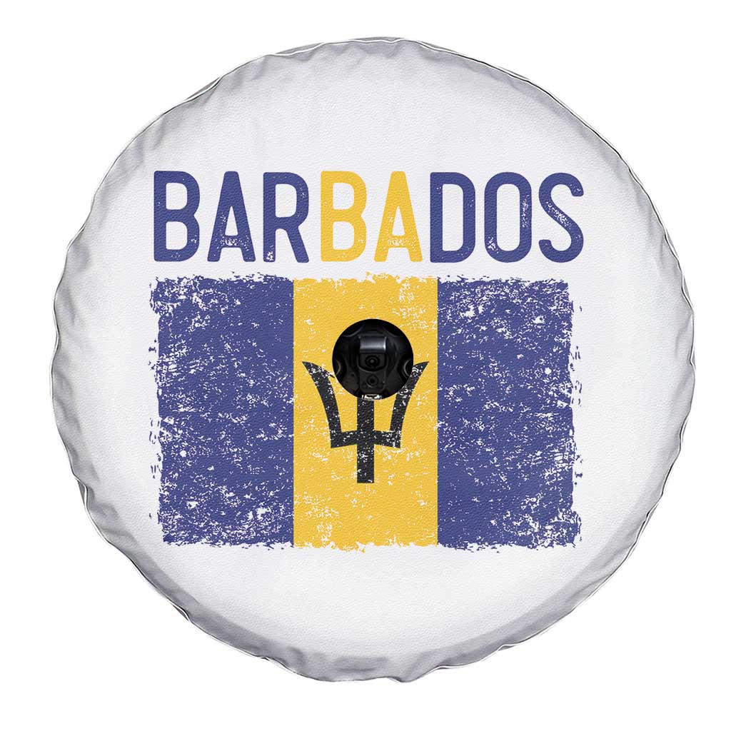 Vintage Distressed Barbados Flag Spare Tire Cover Bajan Caribbean Heritage Patriotic Pride Gift