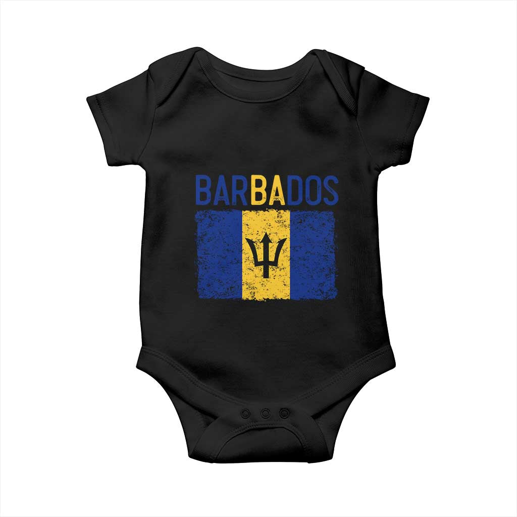 Vintage Distressed Barbados Flag Baby Onesie Bajan Caribbean Heritage Patriotic Pride Gift