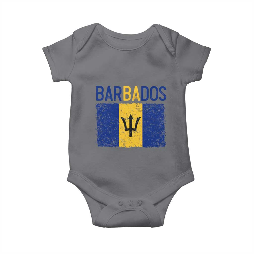 Vintage Distressed Barbados Flag Baby Onesie Bajan Caribbean Heritage Patriotic Pride Gift