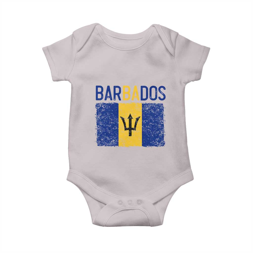 Vintage Distressed Barbados Flag Baby Onesie Bajan Caribbean Heritage Patriotic Pride Gift