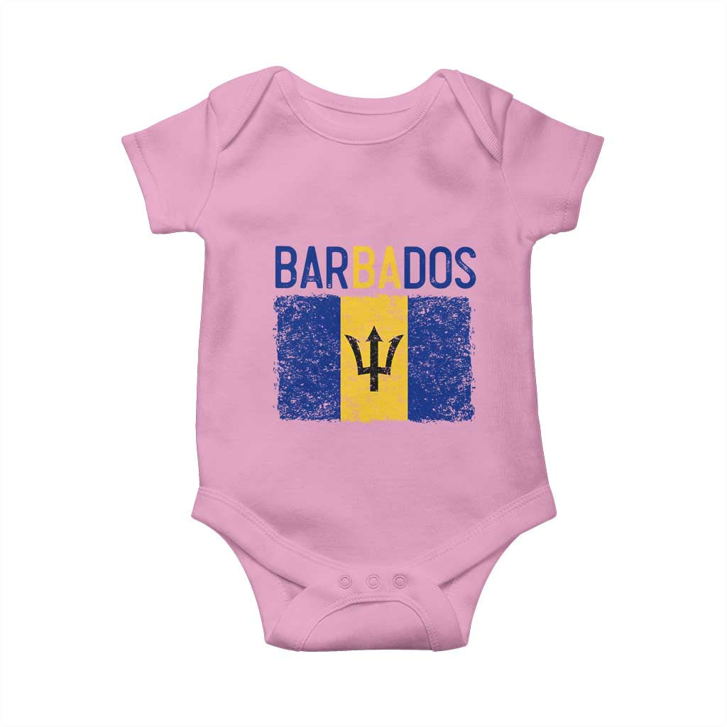 Vintage Distressed Barbados Flag Baby Onesie Bajan Caribbean Heritage Patriotic Pride Gift