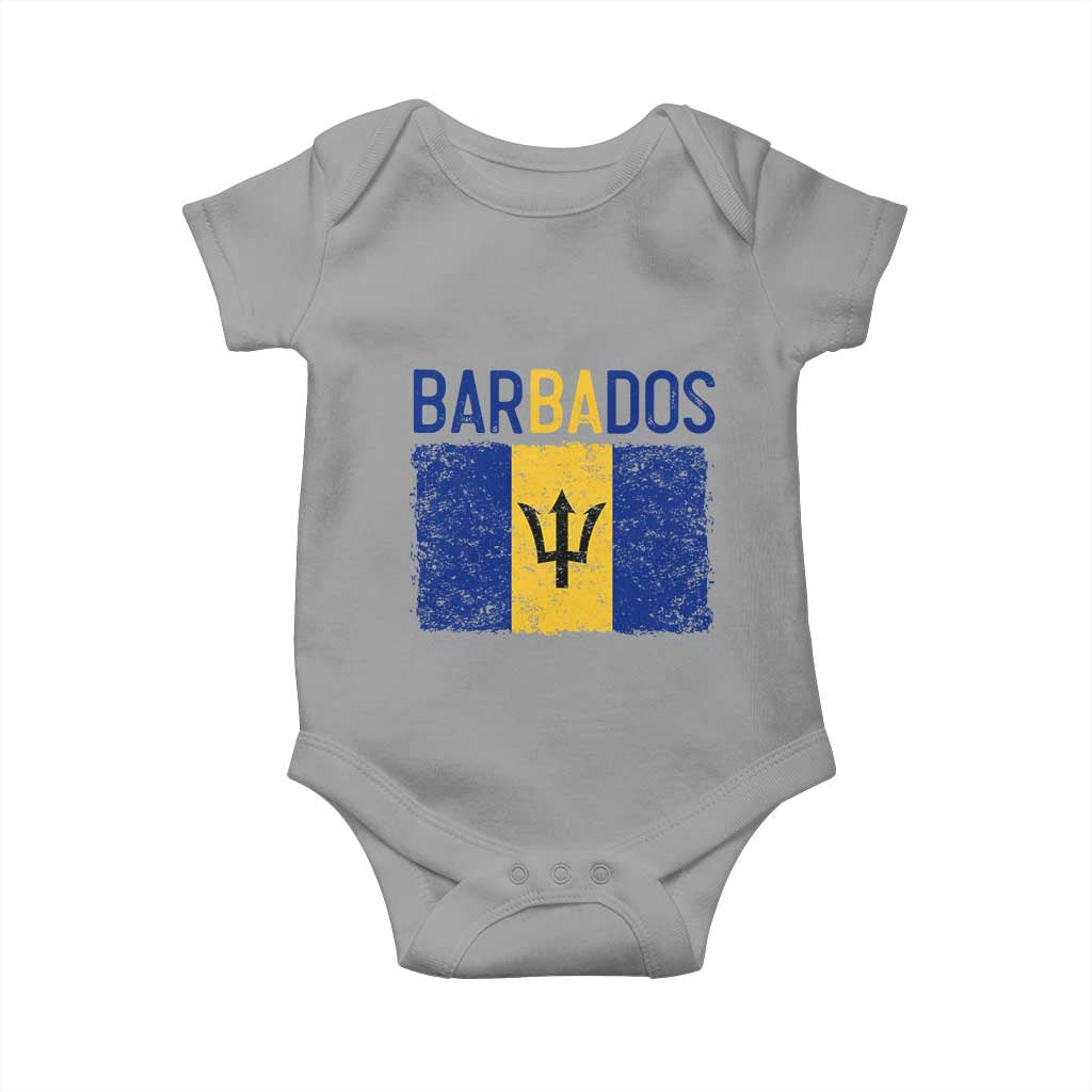 Vintage Distressed Barbados Flag Baby Onesie Bajan Caribbean Heritage Patriotic Pride Gift