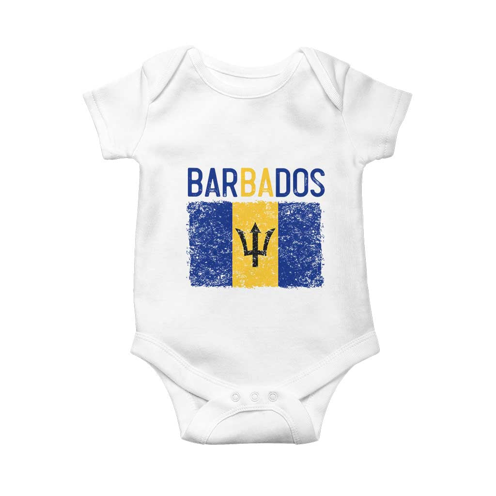 Vintage Distressed Barbados Flag Baby Onesie Bajan Caribbean Heritage Patriotic Pride Gift