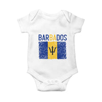 Vintage Distressed Barbados Flag Baby Onesie Bajan Caribbean Heritage Patriotic Pride Gift