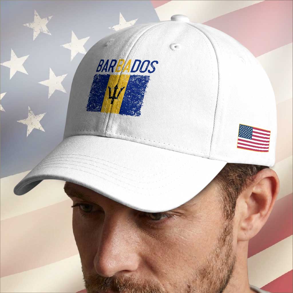 Vintage Distressed Barbados Flag Baseball Cap Bajan Caribbean Heritage Patriotic Pride Gift