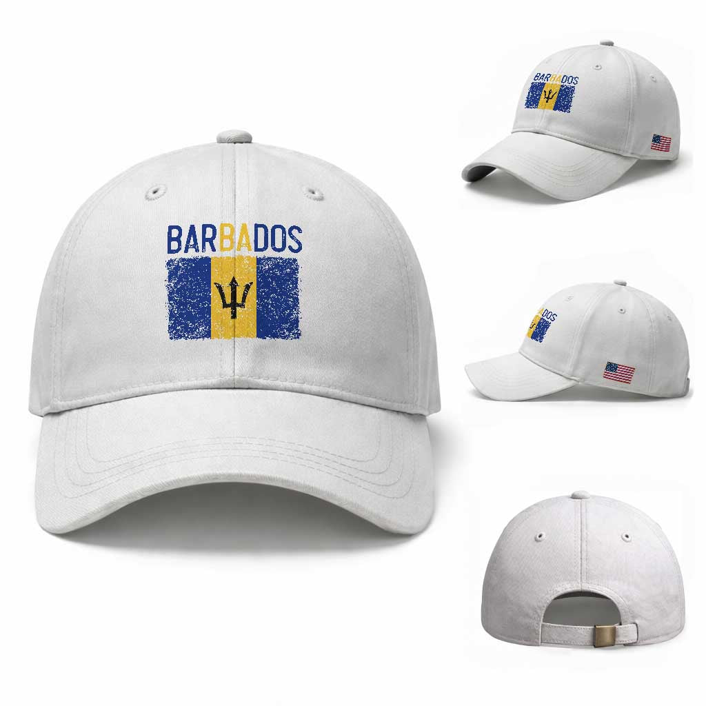 Vintage Distressed Barbados Flag Baseball Cap Bajan Caribbean Heritage Patriotic Pride Gift