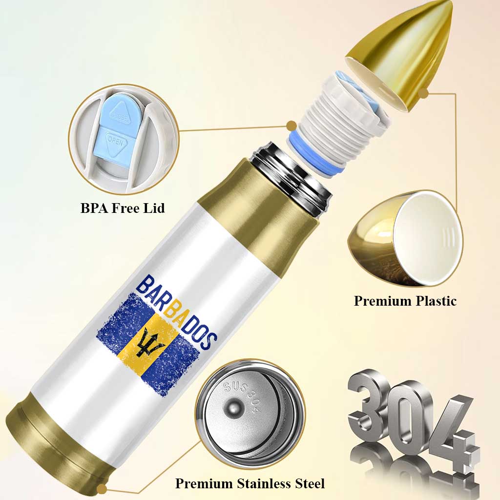 Vintage Distressed Barbados Flag Bullet Tumbler Bajan Caribbean Heritage Patriotic Pride Gift