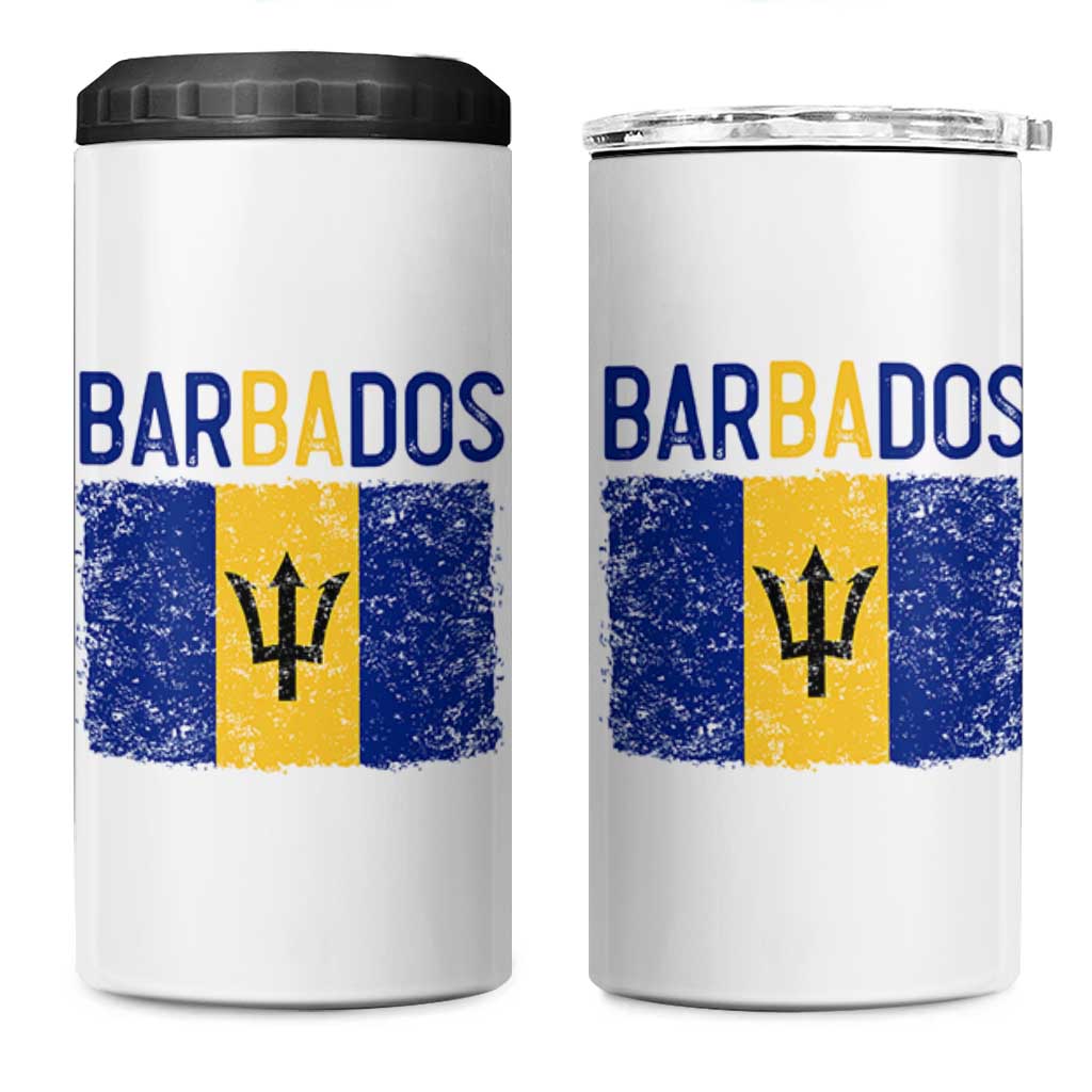 Vintage Distressed Barbados Flag 4 in 1 Can Cooler Tumbler Bajan Caribbean Heritage Patriotic Pride Gift