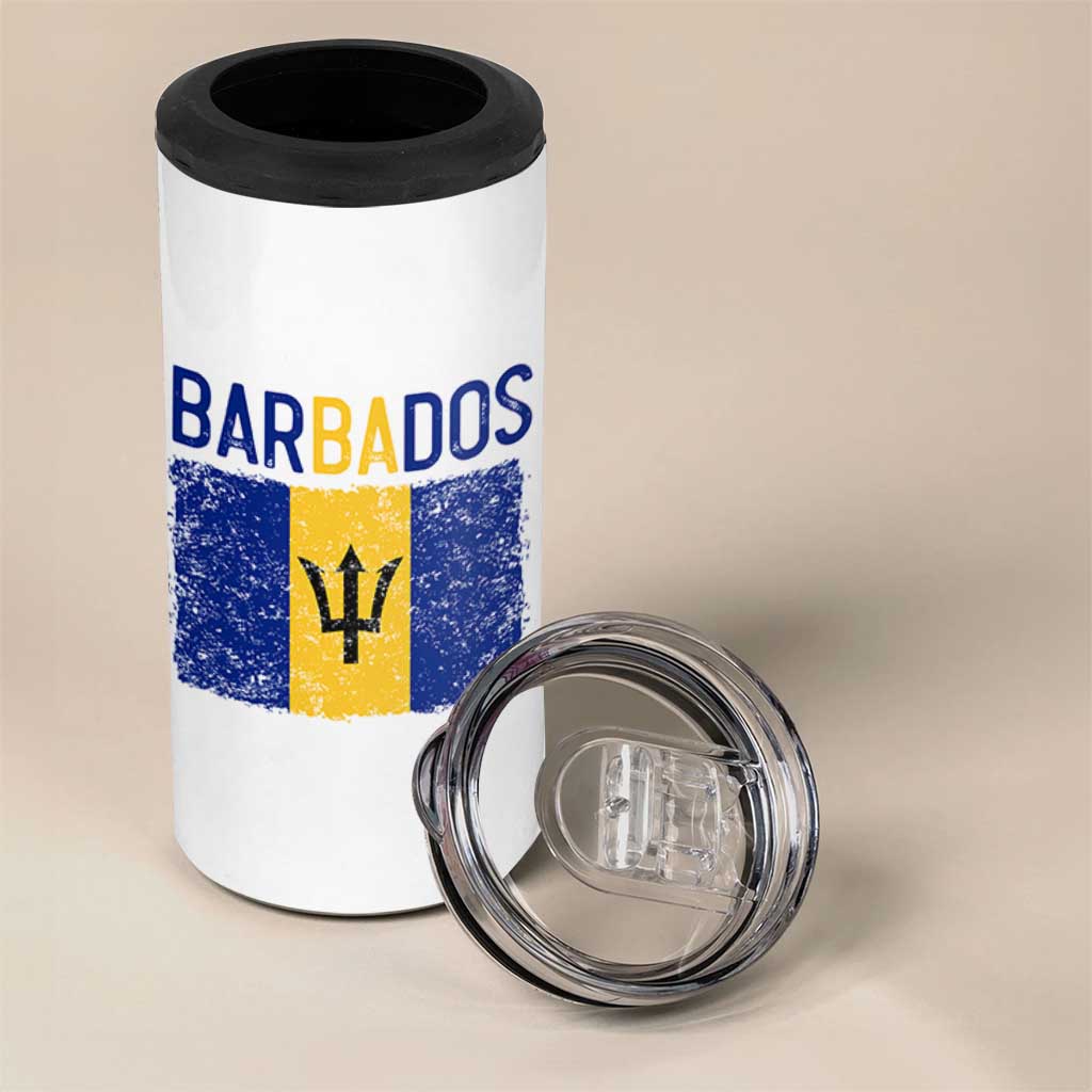 Vintage Distressed Barbados Flag 4 in 1 Can Cooler Tumbler Bajan Caribbean Heritage Patriotic Pride Gift