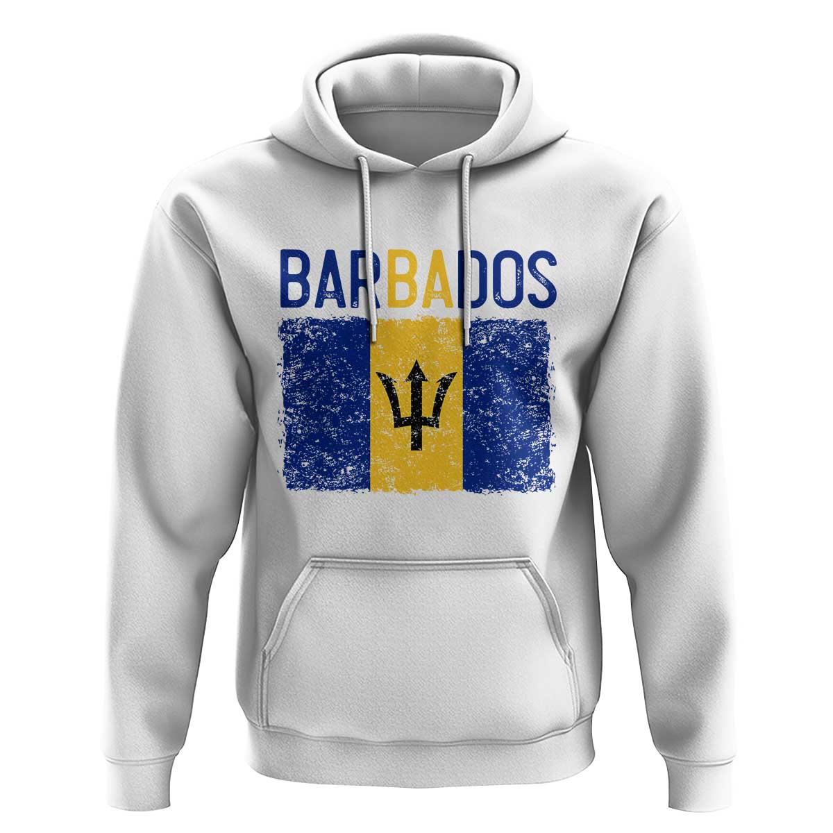 Vintage Distressed Barbados Flag Hoodie Bajan Caribbean Heritage Patriotic Pride Gift