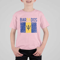 Vintage Distressed Barbados Flag T Shirt For Kid Bajan Caribbean Heritage Patriotic Pride Gift