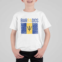 Vintage Distressed Barbados Flag T Shirt For Kid Bajan Caribbean Heritage Patriotic Pride Gift