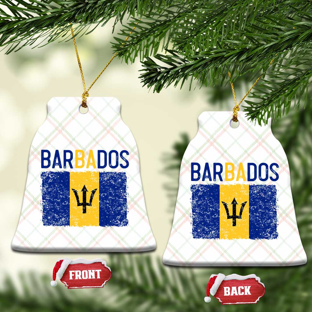 Vintage Distressed Barbados Flag Ceramic Ornament Bajan Caribbean Heritage Patriotic Pride Gift