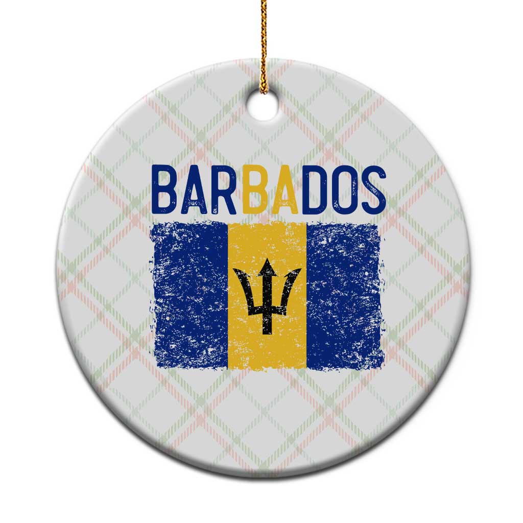 Vintage Distressed Barbados Flag Ceramic Ornament Bajan Caribbean Heritage Patriotic Pride Gift
