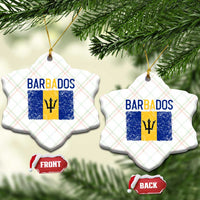 Vintage Distressed Barbados Flag Ceramic Ornament Bajan Caribbean Heritage Patriotic Pride Gift