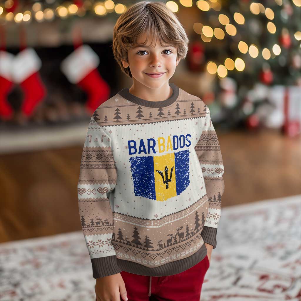 Vintage Distressed Barbados Flag Ugly Christmas Sweater Bajan Caribbean Heritage Patriotic Pride Gift